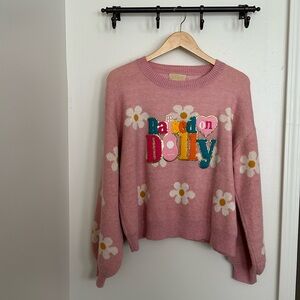 Judith March “Raised on Dolly” Large Pink Sweater